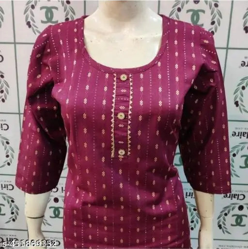 Cotton blend printed kurtas and bottomwear for women, three-quarter sleeves style - Indian fashion set