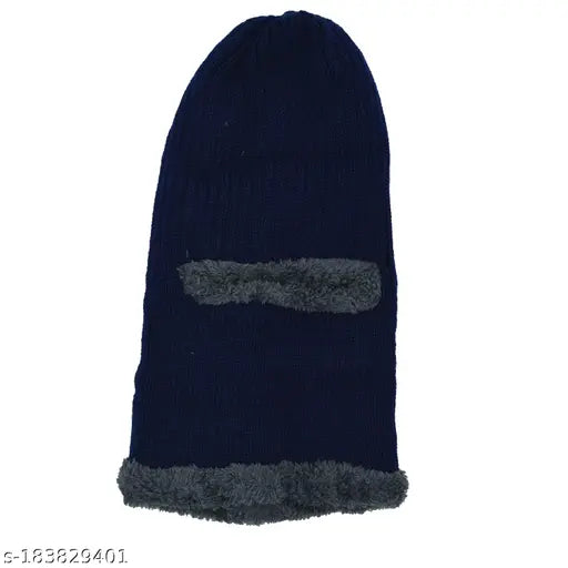 Unisex Zaysoo Snow Proof Fur Acro Wool Beanie Cap. Thick fleece-lined, breathable knit, and foldable. Ideal for motorcycle balaclava, winter caps for men & women. Soft, warm, anti-odor, and wrinkle-free. Made in India