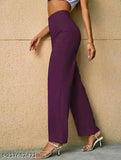 Cotton blend solid net boot cut paint for women - stylish, lightweight trouser in vogue, India origin