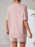 Cotton blend night suit for girls & women, printed net design, loose fit pajama set from KSHS India