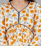 Rayon three-quarter sleeve Aliya Cut Floral Summer Dress/Kurti, printed combo for women, single size S (36in bust, 50in length)