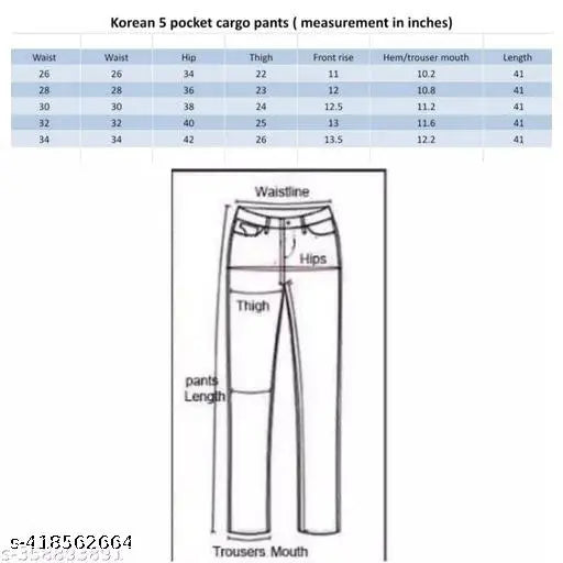 Solid cotton blend Korean 5-pocket cargo pants - versatile, comfortable, and available in L, XL, XXL sizes