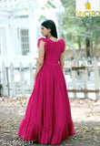 Georgette floral embroidered anarkali gown, long and full fit & flare style with short sleeves, Indian bridal wear