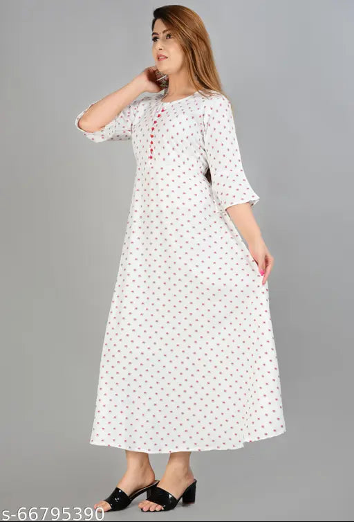 Rayon printed Anarkali kurti by Khhubhi Fashion, perfect fit for all seasons