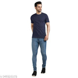 Solid cotton crew neck t-shirt, short sleeves for men, India origin