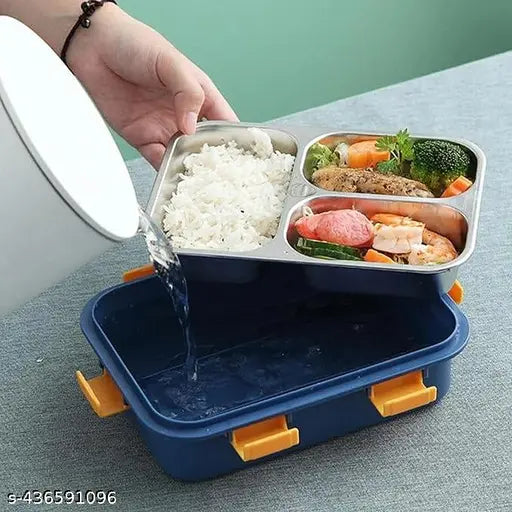 Stainless steel, leak-proof lunch box with 4 compartments - ideal for school kids and adults, suitable for daily use in office or school