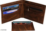 Classic World Stylish PU Leather Regular Wallet - Solid, lightweight, faux leather wallet for men, holds multiple denominations, perfect for daily use, free size (11cm x 9cm), India origin