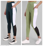 Striped net Lycra leggings for women, comfortable and fully stretchable gym wear, best for exercise (size 24, 26, 32, 34, 36, 38) made in India