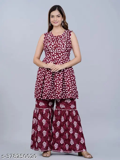 Embroidered Rayon Unic Sharara, intricate Indian outfit featuring applique net flared pants and matching kurta & dupatta