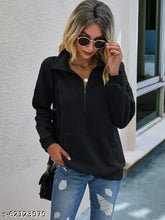 Black cotton full sleeve sweatshirt for women, featuring the Force brand, perfect for casual wear