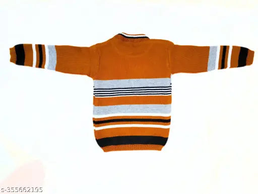 Mustard-striped wool sweater for boys (3-4 years), soft knit fabric and snug fit