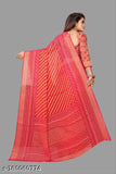 Multi-colored Brasso chiffon saree with unstitched running blouse, Indian ethnic wear