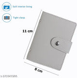 Grey PU Leather Business Card Holder - Holds 24 Cards, Transparent PVC Slots, Indian-origin