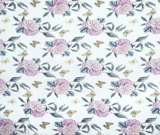 Floral white, 220 TC supersoft premium cotton double bedsheets with wrinkle-free, breathable floral print, ideal for summer, adult use, and includes 2 king size pillow covers