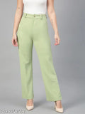 Women's solid cotton blend regular fit trousers, size 26/28/30/32, made in India