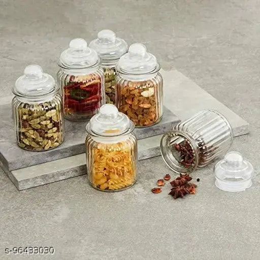 350ml Airtight Glass Jar for Dry Fruit Storage (Pack of 6), ideal for honey, jams, pickles, chocolates