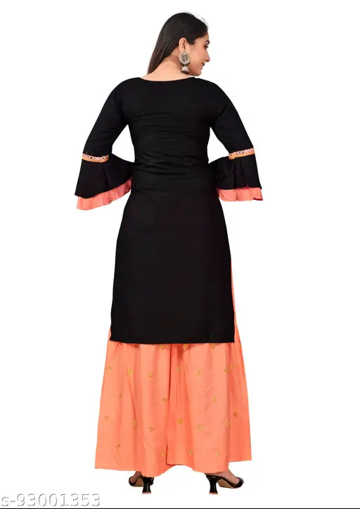 Embroidered cotton dupatta set for women, three-quarter sleeves, Indian craftsmanship