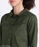 Denim Trendy Fashionista Women's Jacket - Solid design, long sleeves, size S-XL