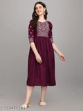 Embroidered rayon Anarkali kurti, Florence design, three-quarter sleeves, Indian traditional wear