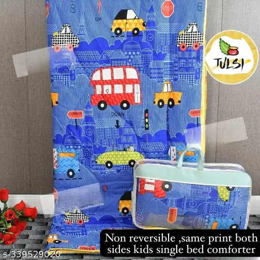 Cotton single bed Kidsoo comforter, all-season use for kids room decoration and baby bedding, soft feel with premium quality finish. Machine washable and dryable
