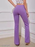 Women's Pink Purple Flared Cotton Blend Trousers pack, versatile fit and flare silhouette, essential for wardrobe, India origin