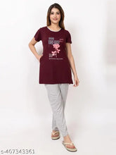 Printed cotton night suit, women's full length summer wear by Kvetoo