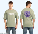 Men's oversize round neck, printed cotton blend casual t-shirt - vibrant color and loose fit for trendy style