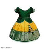 Exclusive girls' lehenga designs, silk with aari work, short sleeves, jequard silk dupatta, perfect for festivals or special occasions