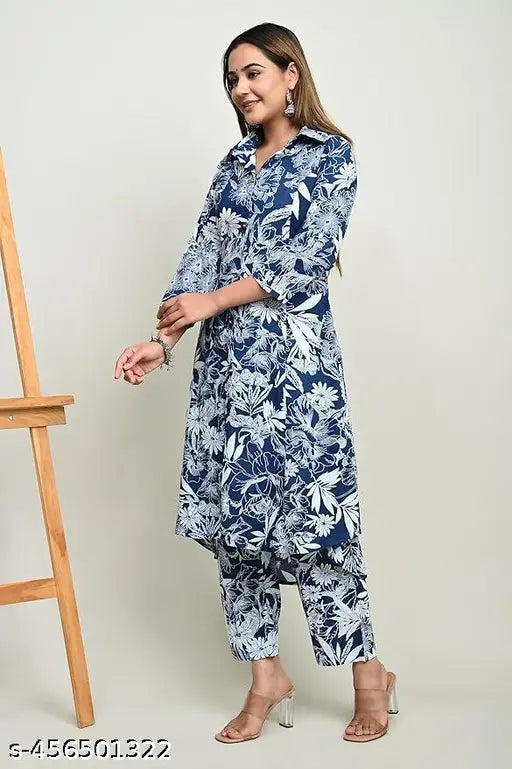 Women's Rayon A-line Printed Kurta & Pant Set, soft and breathable for women and girls wear. Indian-inspired design with stylish printed kurti and matching palazzo pants. Made from pure rayon fabric, perfect for sensitive skin