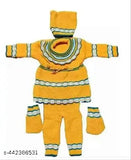 Woolen embroidered winter dress set with matching top, pants, and shoes for newborn babies, Indian origin
