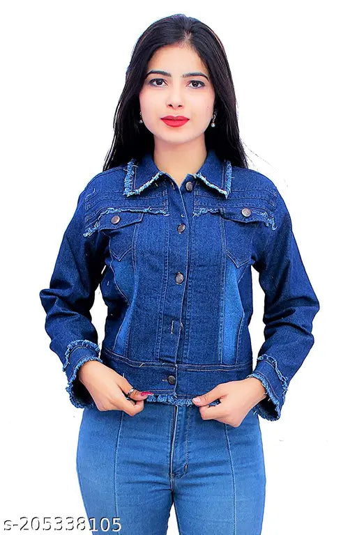 XXL denim winter jacket, solid color, women's big size, India-made