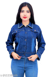 XXL denim winter jacket, solid color, women's big size, India-made