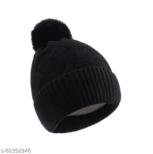Woolen Pashmina Cashmere Woomy Cap (India) - Soft, warm, snow-proof for riding, cycling, or motorcycle use. Anti-allergic and fits adults/teens comfortably. Great for autumn/winter wardrobe