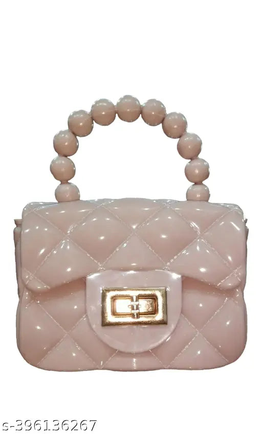 Small size PVC purse with slingchain, colorful printed net design, perfect for little girls' parties and casual use