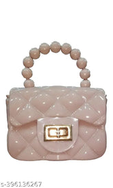 Small size PVC purse with slingchain, colorful printed net design, perfect for little girls' parties and casual use