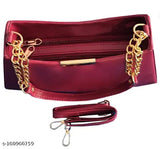 Maroon faux leather crossbody bag, lightweight and stylish, featuring one shoulder strap and small hand strap, self-designed box pattern for a chic look