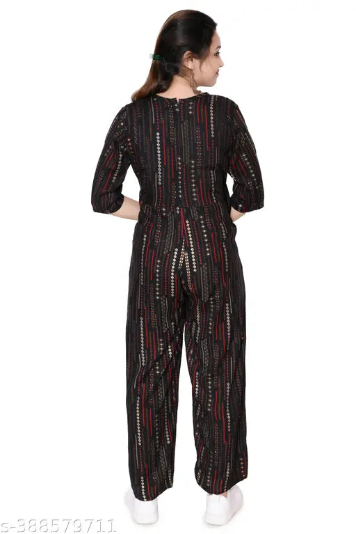 Embellished cotton blend jumpsuit for women, long sleeves and net pattern, available in sizes S-XXL