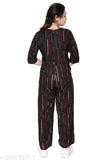 Embellished cotton blend jumpsuit for women, long sleeves and net pattern, available in sizes S-XXL