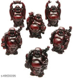 Cherry polyresin laughing buddha figurines, set of 6 automobile dashboard showpieces for good luck and feng shui