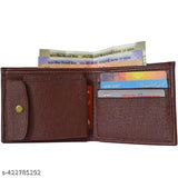 Premium men's genuine leather wallet, solid black, hand-stitched, 5 compartments, perfect for travel or office