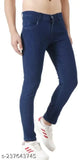 Dark blue stretchable denim men's slim fit jeans, high-quality fabric with excellent finishing