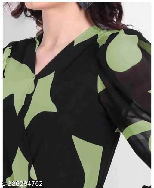 Indian Georgette long-sleeved jumpsuit in solid color