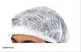 White non-woven bouffant caps (100 pcs) for hygienic protection in kitchens, hospitals, gardening, beauty parlors - Made in India