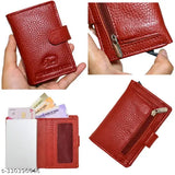 Genuine leather RFID card holder, rich brown men's formal travel wallet with 3 compartments, featuring strong brand emblem for timeless elegance and RFID protection