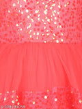 Coral net dress for girls party wear, 1-2 years size with sleeveless design, made in India