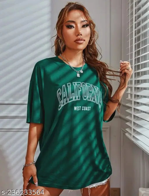 California oversize drop shoulder cotton t-shirt, printed, loose fit, soft and comfortable for a relaxed season look, made in India