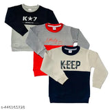 Colorblocked long-sleeve kids combo t-shirts (1-5 years), premium cotton, vibrant colors, India