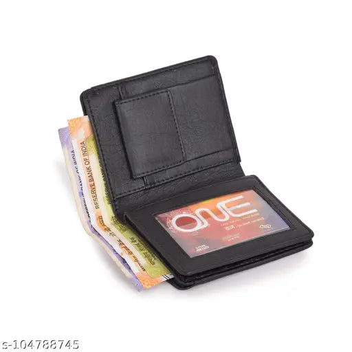 Classic world PU leather men's wallet, solid pattern, 2 compartments, holds 9 cards & coins, India-made formal accessory