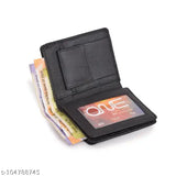 Classic world PU leather men's wallet, solid pattern, 2 compartments, holds 9 cards & coins, India-made formal accessory