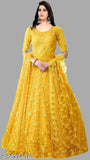 Embroidered net semi-gown from India (Free size: Bust 44in, Length 56in, Waist 44in, Hip 52in, Shoulder 22in)